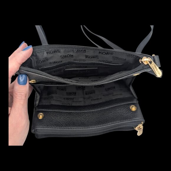 Michael Kors Black Leather Fulton Crossbody Bag - Picture 6 of 8